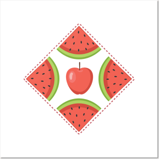 Apple Watermelon Badge Posters and Art